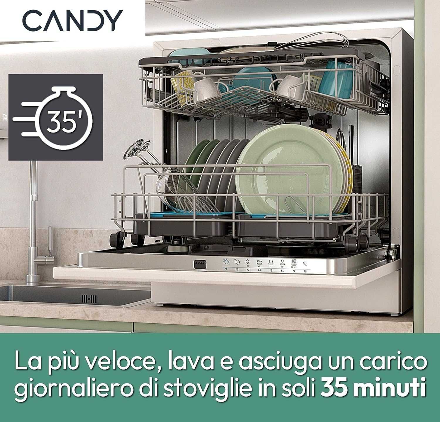 Нова компактна/мини/малка съдомиялна кубче Candy CP 8F9FFW,8 комплекта