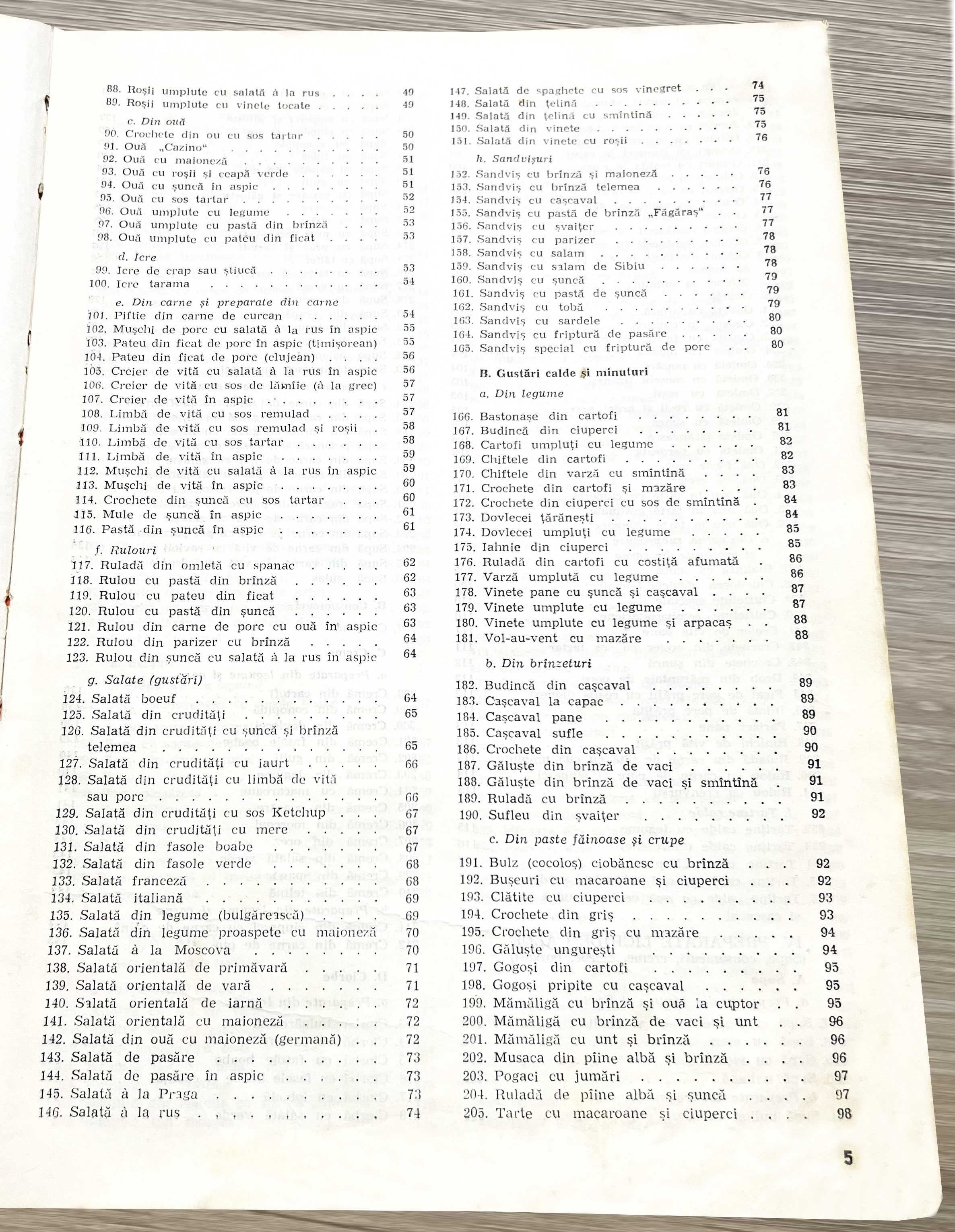 Rețetar-Tip pentru preparate culinare folosite în Restaurante (1982)