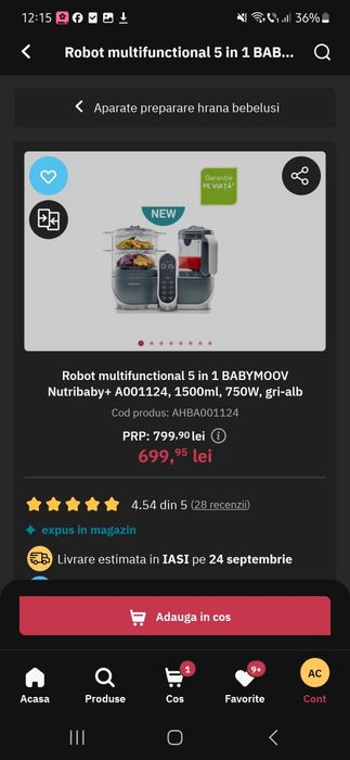Robot 5 in 1 babymoov blander, abur in garanție