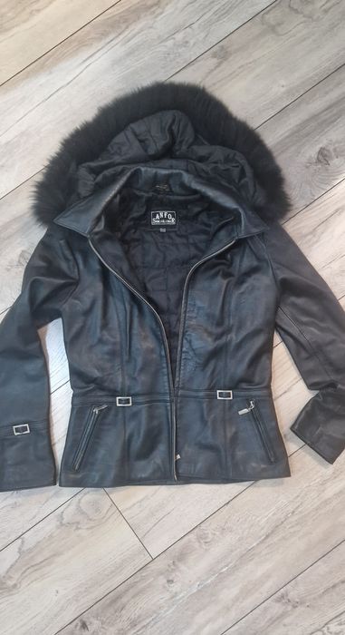 Зимно кожено яке с качулка, размер Л