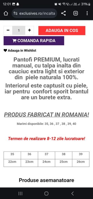 Pantofi piele naturala