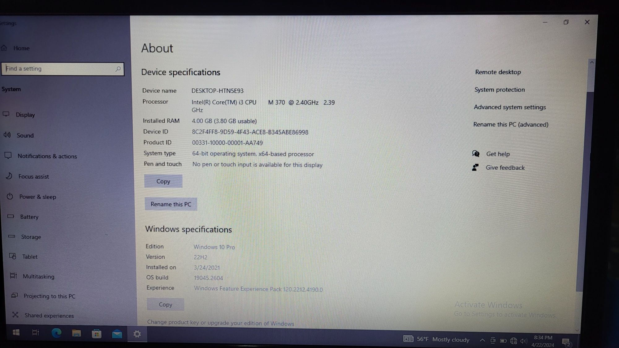 Laptop Dell  Procesor i3