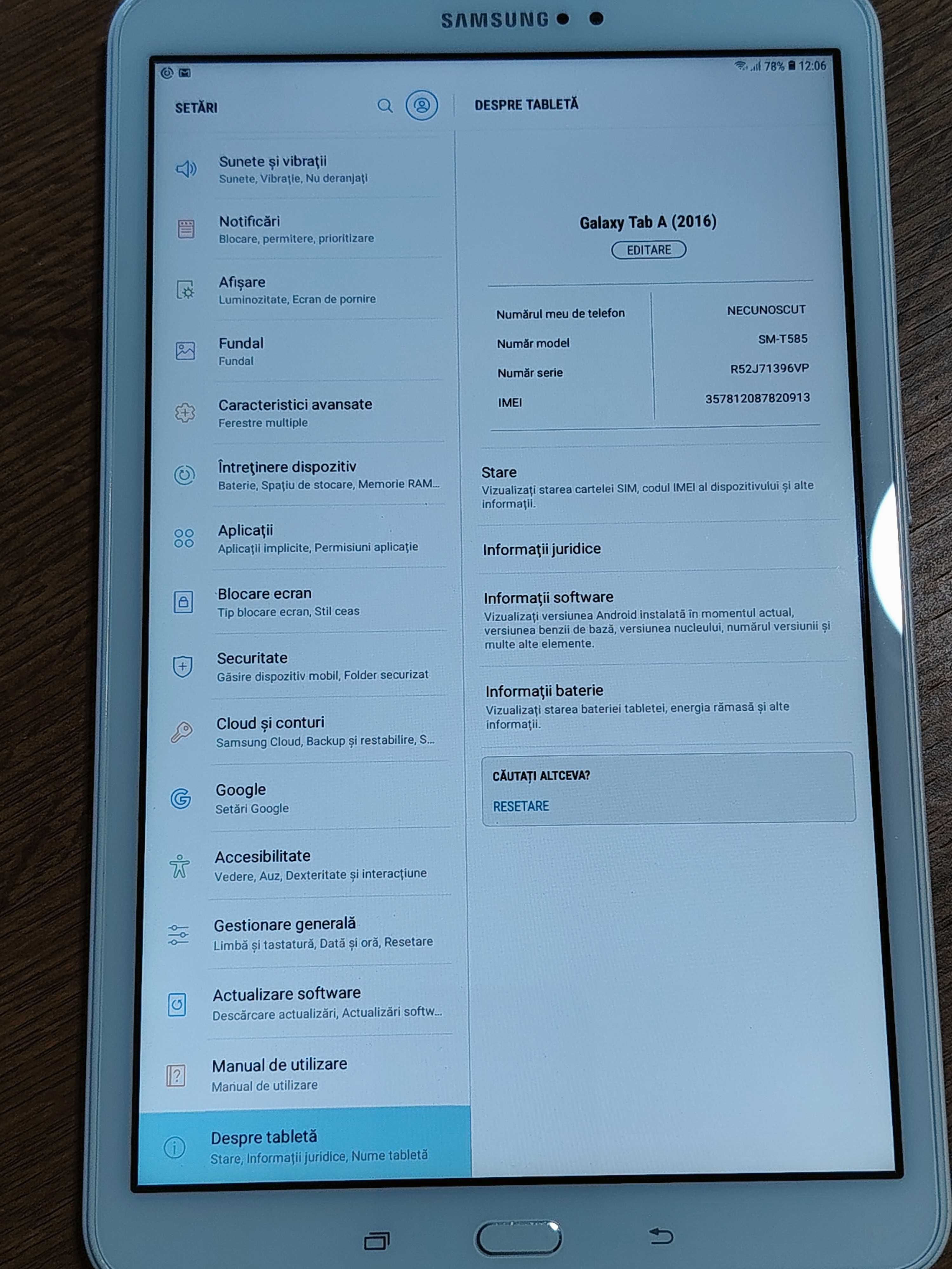 Tableta de10 inch,Samsung Galaxy T-585,3G, cu sloturi SIM si SD-card
