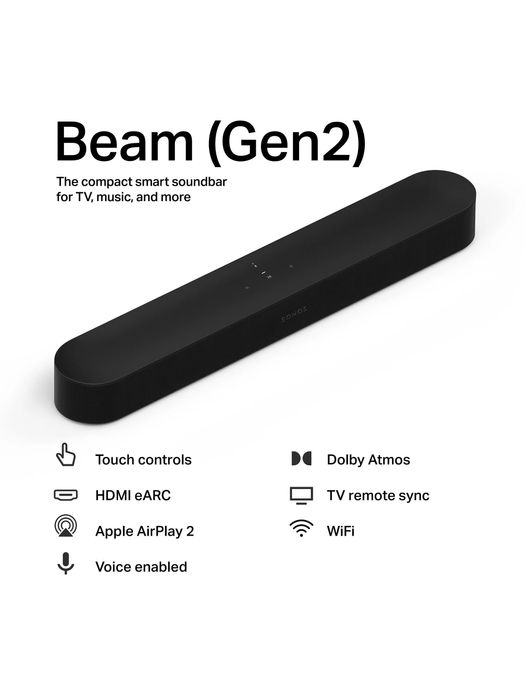 Sonos Beam 2 (Gen. 2) Dolby Atmos , SIGILAT / GARANTIE 2 ANI