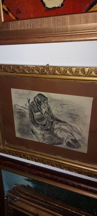 Tablou vechi, grafică, deosebit,semnat, de colecție.
