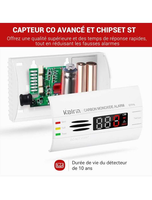 Аларма за въглероден окис Kalrin с дигитален светодиоден дисплей