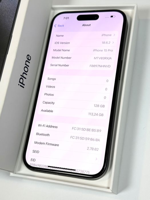 Apple iPhone 15 Pro 128GB - Blue Titanium