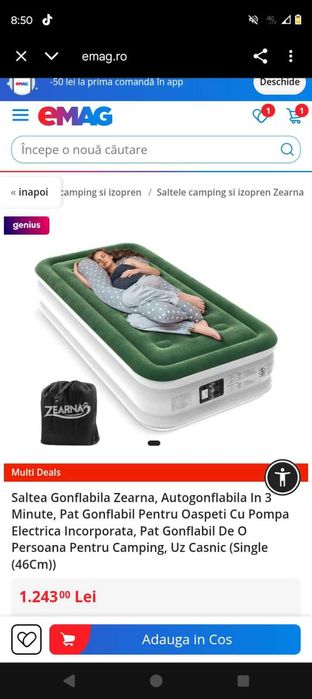 Saltea cu aer pentru o persoana NOUA