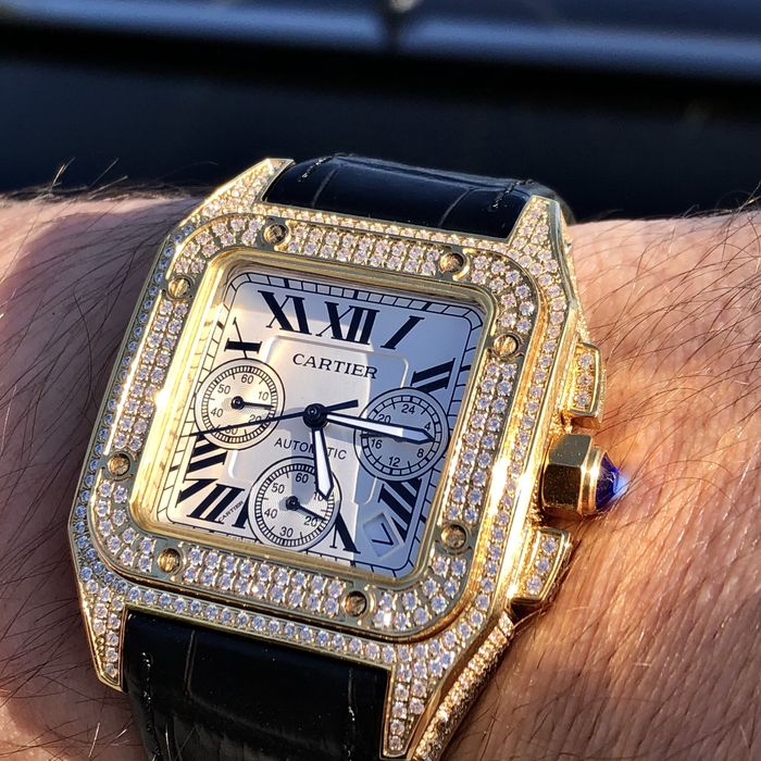 ceas cartier santos 100 white dial