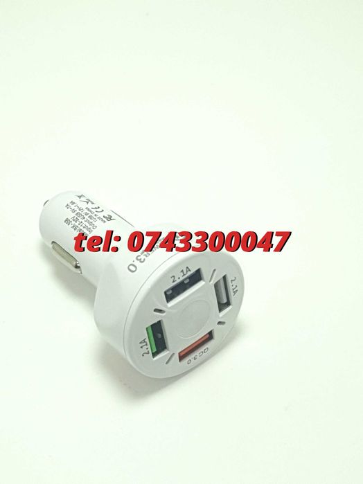Incarcator Universal Masina Auto 4 Porturi Bricheta Usb Qc Fastcharge