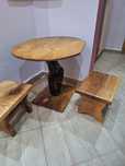 Rustic masa 2 scaune naturala nuc