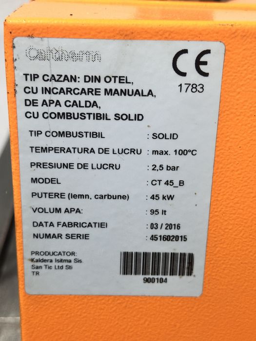 Centrală termica pe lemne si cărbune Caltherm 45kW
