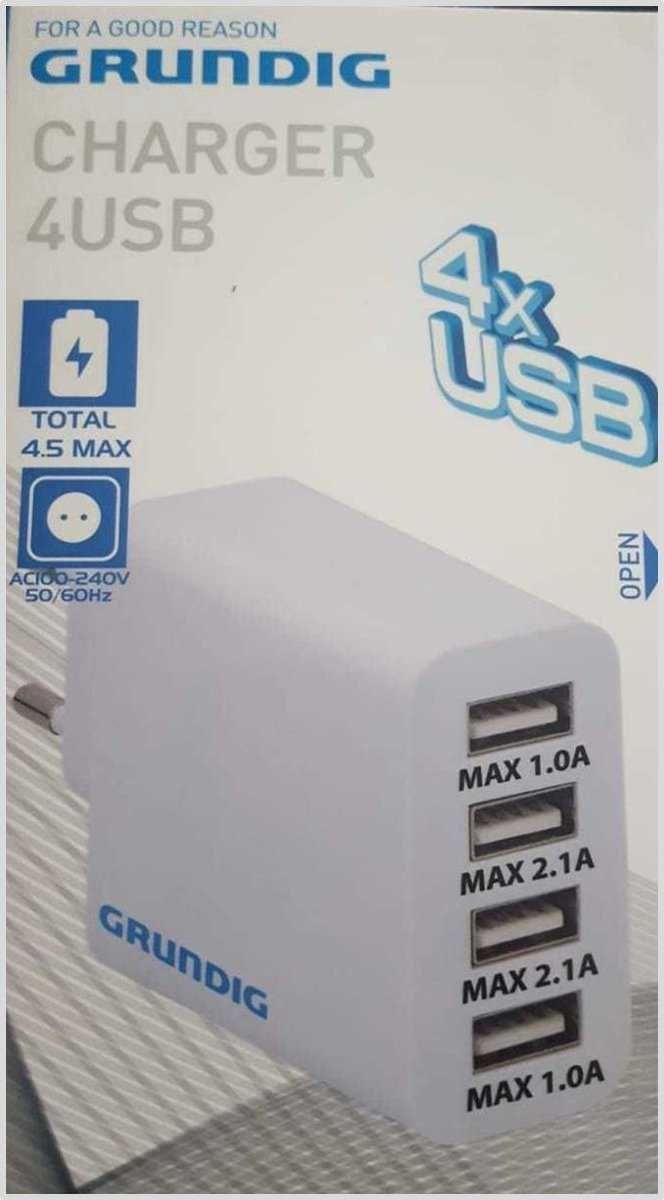 Зарядно с 4 порта 4,5А Grundig 4 Poort USB