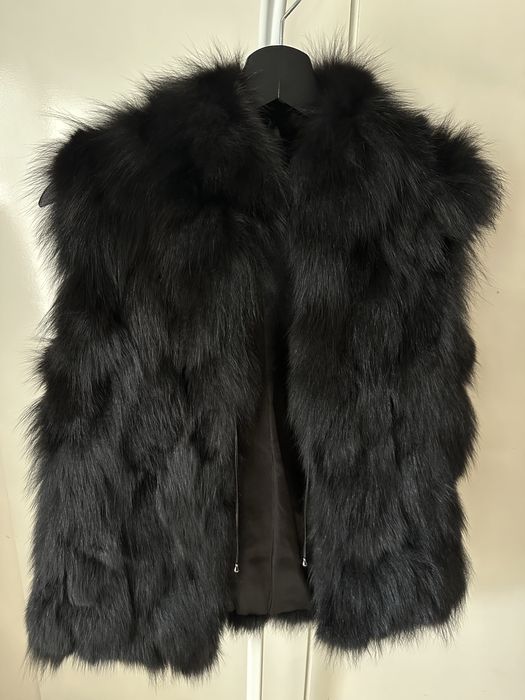 Черен елек 100% лисица естествена кожа