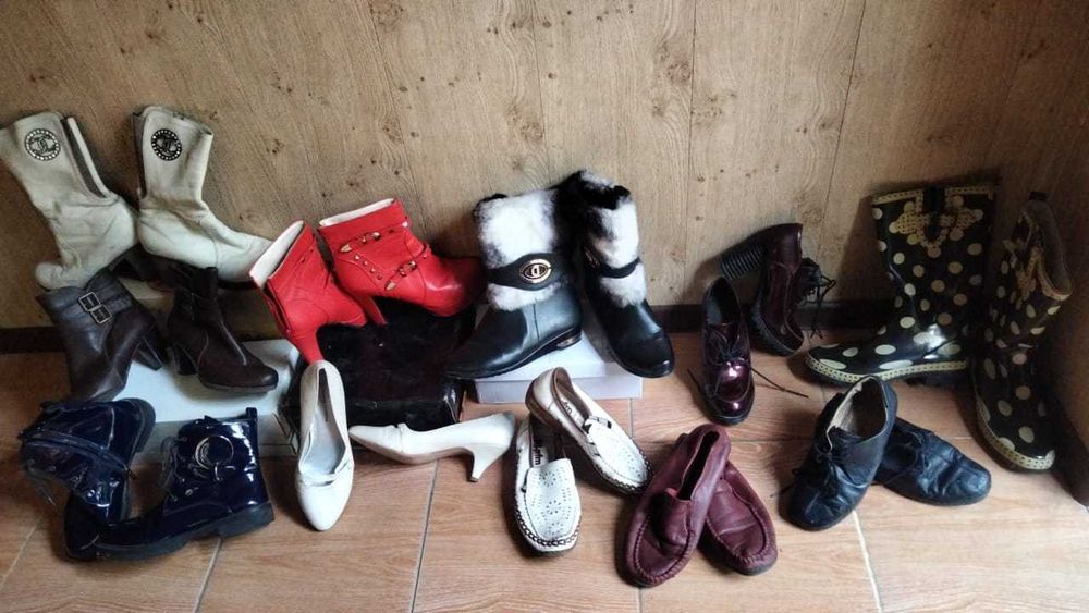 Женская обувь б/у - ботинки сапоги туфли, кожа и кожзаменитель, 1000тг