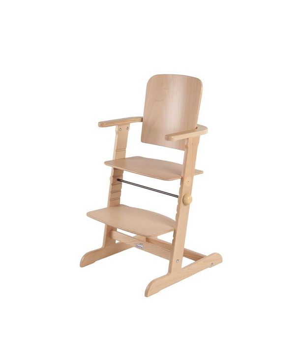 ЧИСТО НОВ дизайнерски дървен детски стол за хранене-СИВО. Geuther