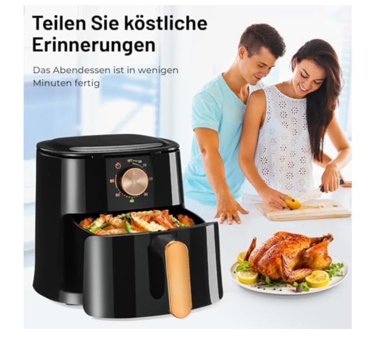Air flyer Oyajia Friteuză cu aer cald de 5,5 l cu buton rotativ
