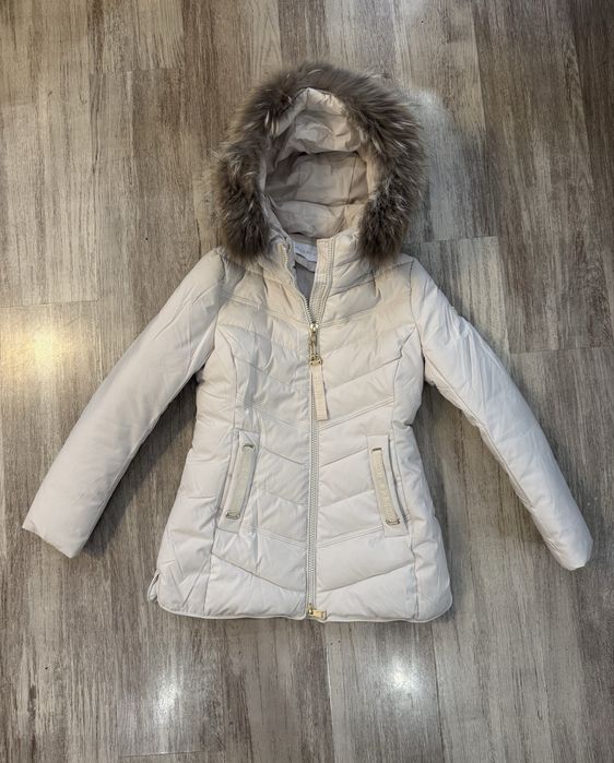 Дамско зимно яке MODA PIU ANNA с пухена качулка – бежово