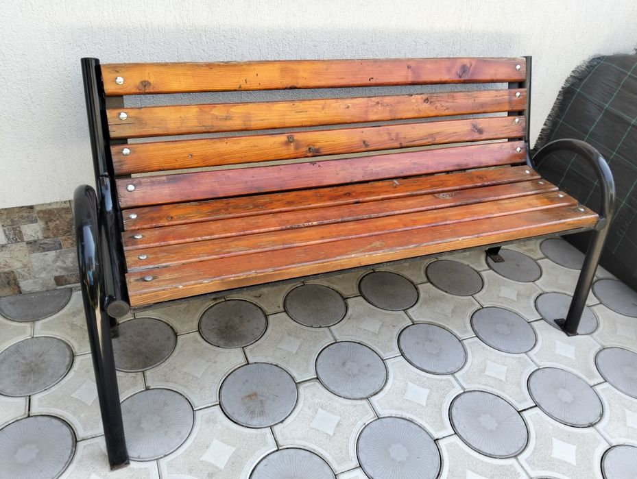 Banca grădina din fier și lemn masiv