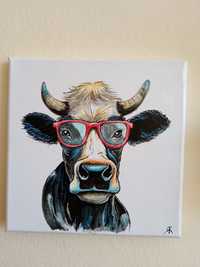 Крава с акрилни бои на платно