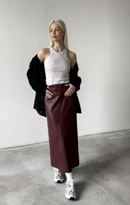 Юбка женская кожаная