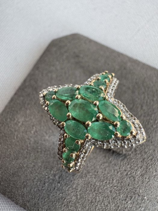 Inel din aur, smaralde si cubic zirconia