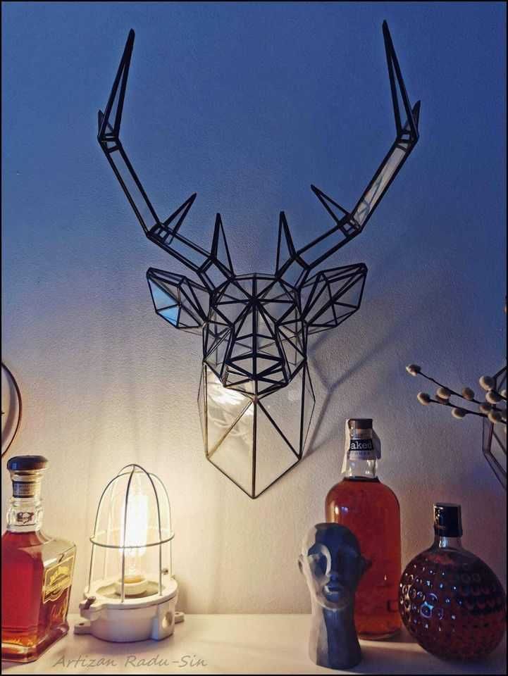 Cerb din sticla(decor perete 3D),tehnica Tiffany glass