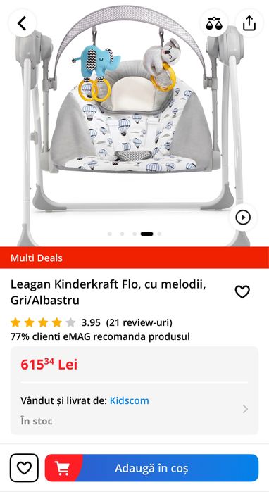 Leagan Kinderkraft cu melodii ca nou