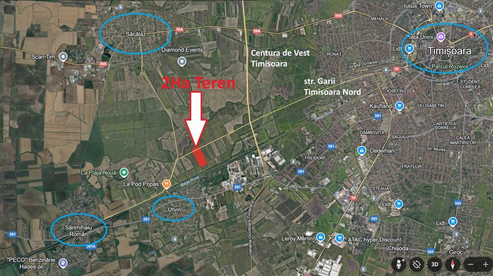 2ha teren arabil in Utvin, aproape de centura de vest