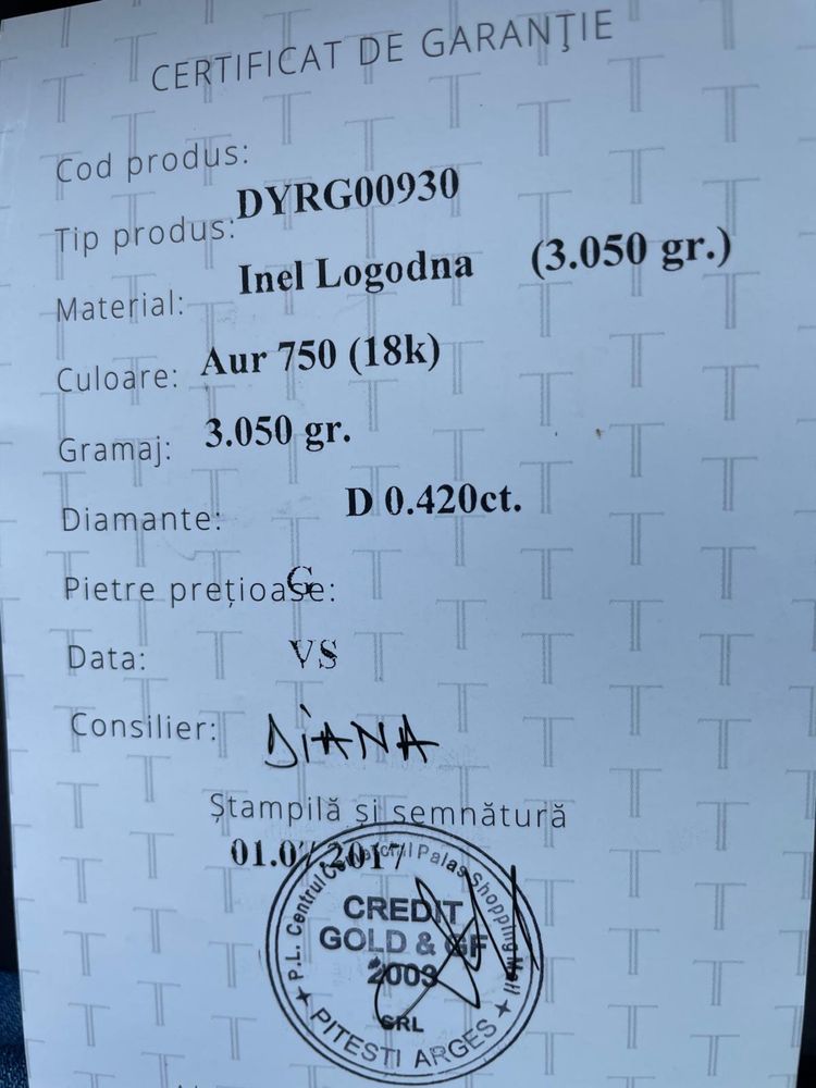 Inel logodna cu diamant