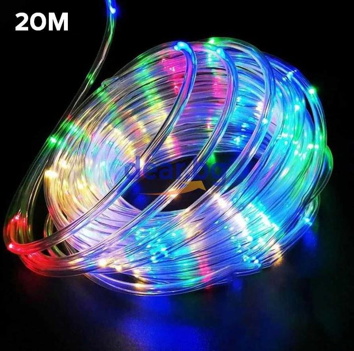 Светещ LED маркуч - 20 метра, Многоцветен
