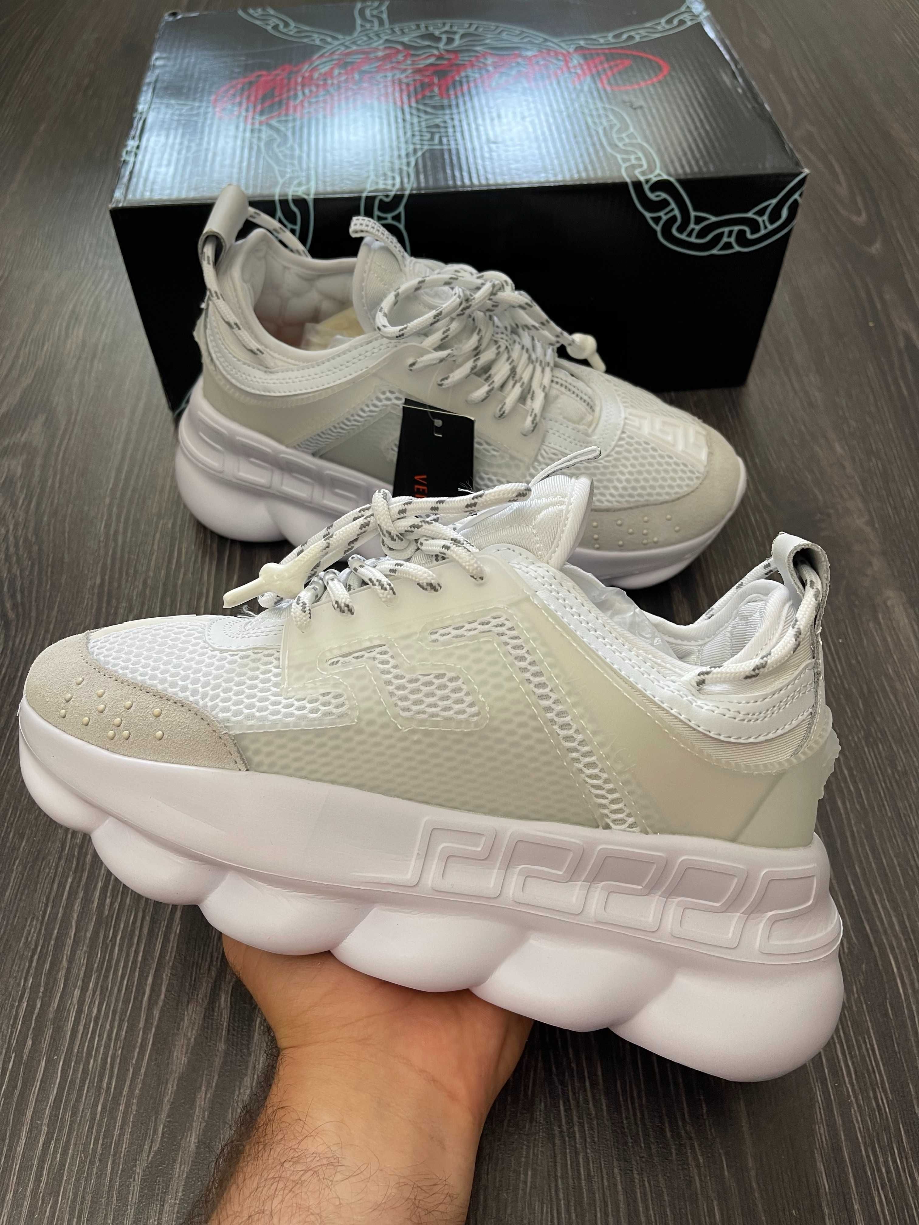 Adidasi Versace Chain Reaction White l Produs NOU Premium din Piele