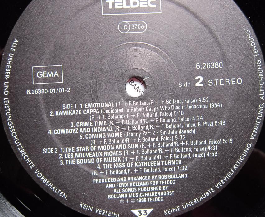 vinil  Falco ‎- Emotional -Germania 1986