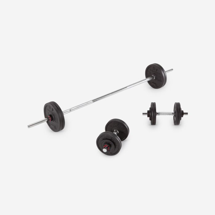 Set gantere și Bară Bodybuilding 50 kg - produs resigilat Decathlon