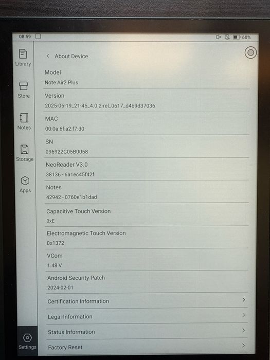 Onyx Boox Note Air2Plus - отлично състояние с оригинален кашъф