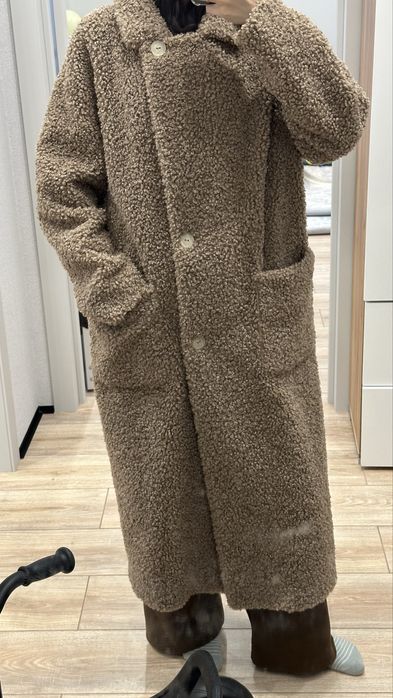 Тедди шубка, коричневая, 70% натуральная овечья шерсть