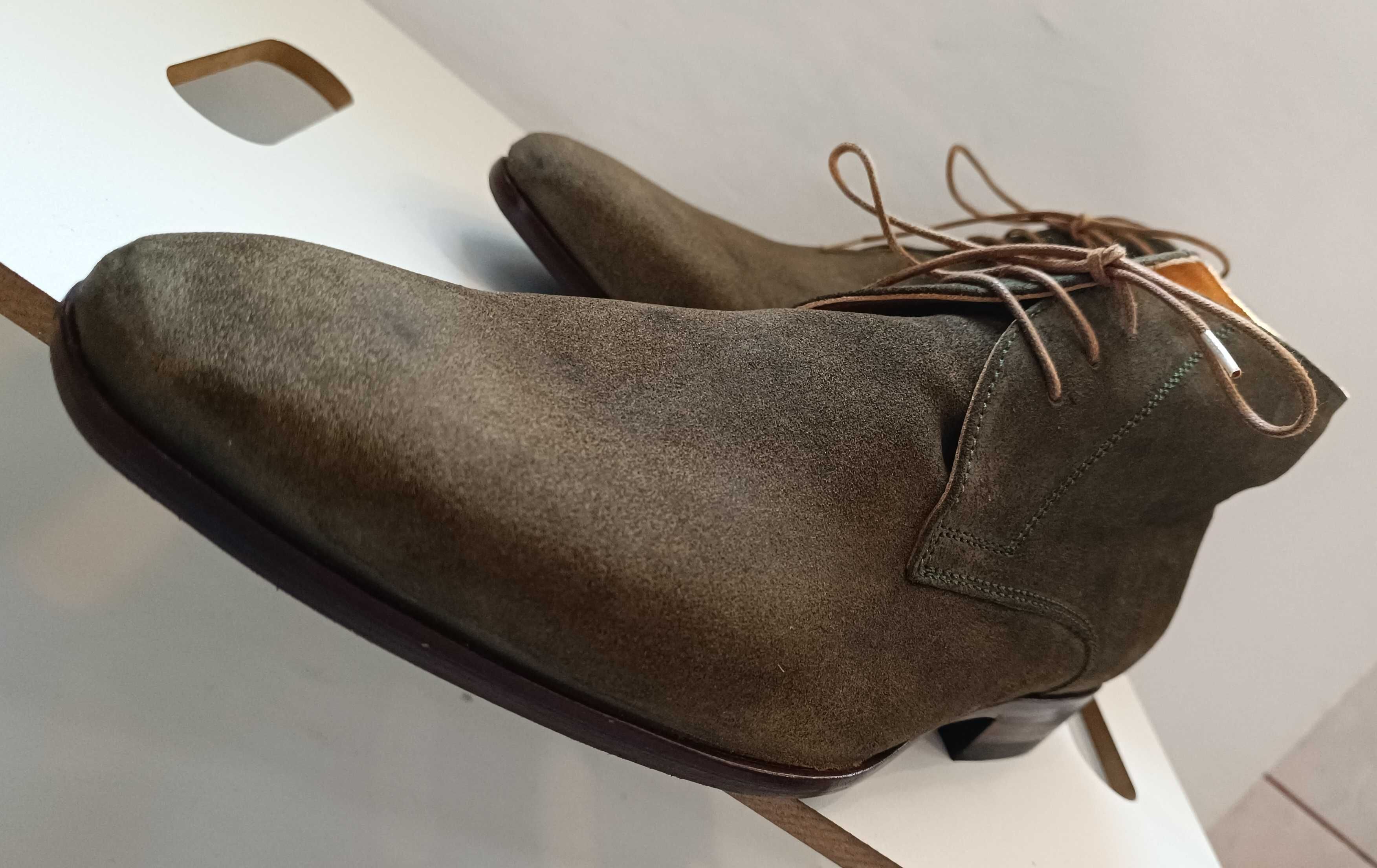 Ghete chukka 42 42.5 43 de lux GREVE NOI lucrate manual piele naturala