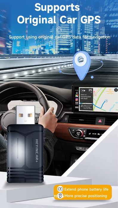2024 HEYINCAR Wireless CarPlay Android Auto Wireless Adapter