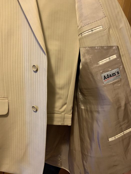 Costum barbatesc nou alb crem, din lână-Adam’s by Secuiana