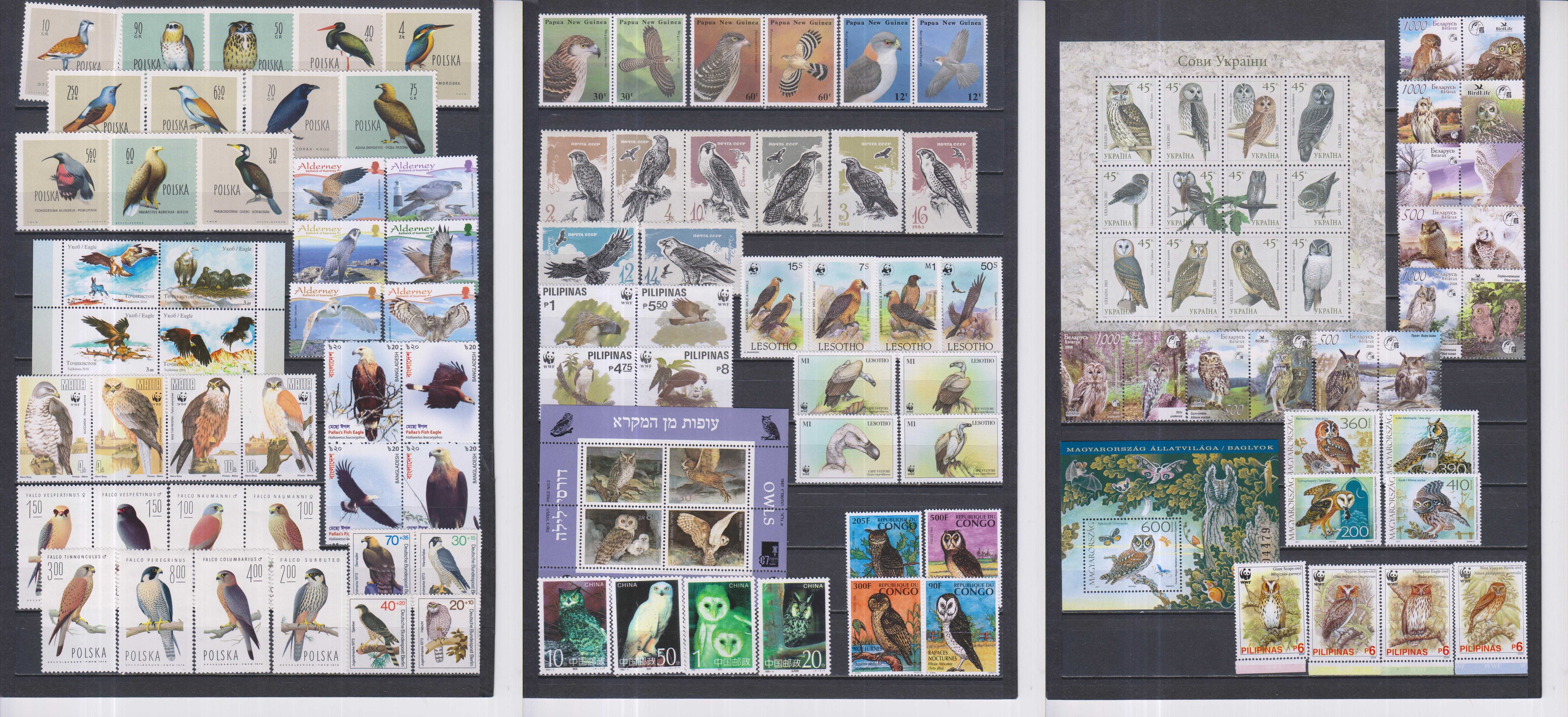 Lot de timbre cu păsări diverse