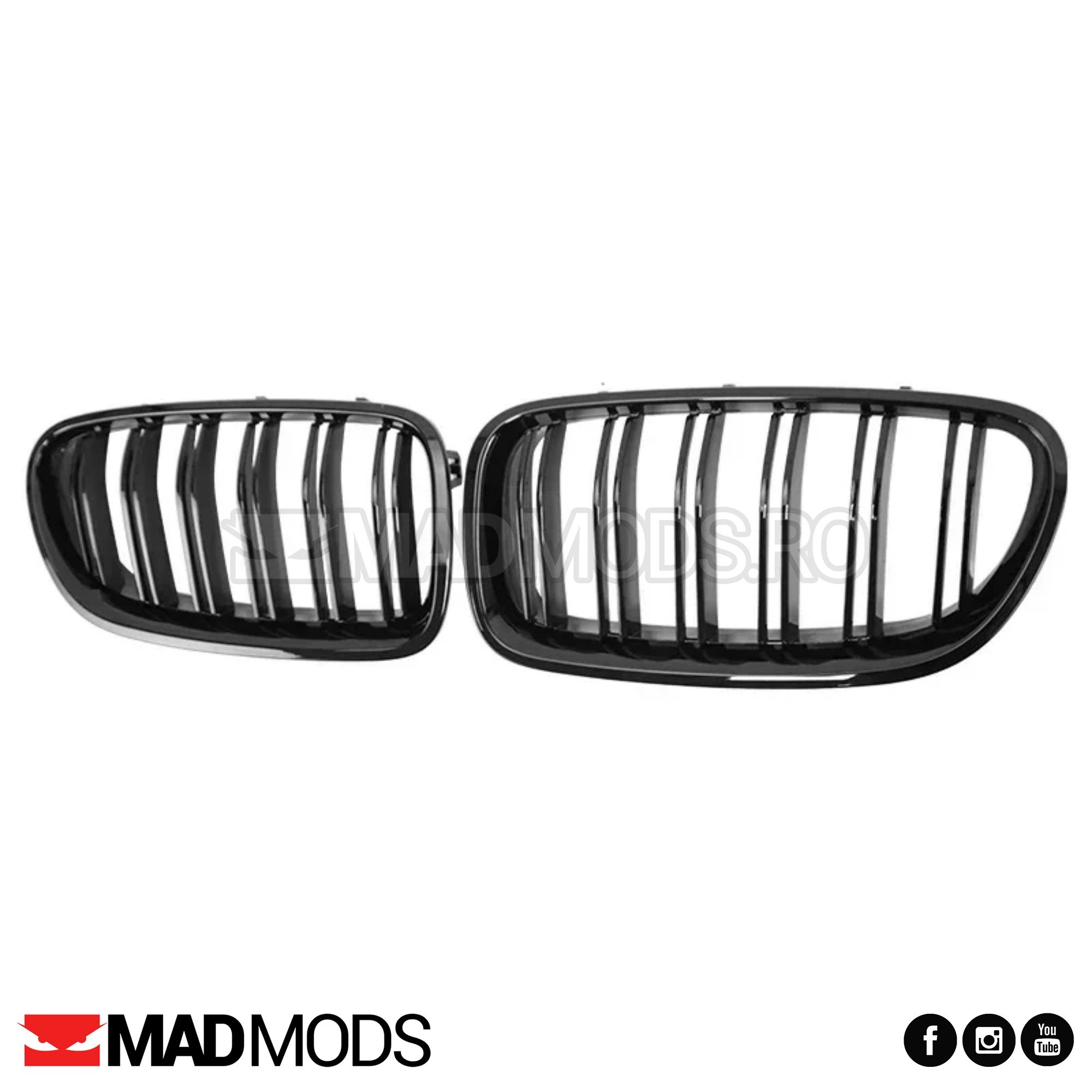Set grile duble M BMW Seria 5 F10 F11 M5 2010-2017, Negru Lucios