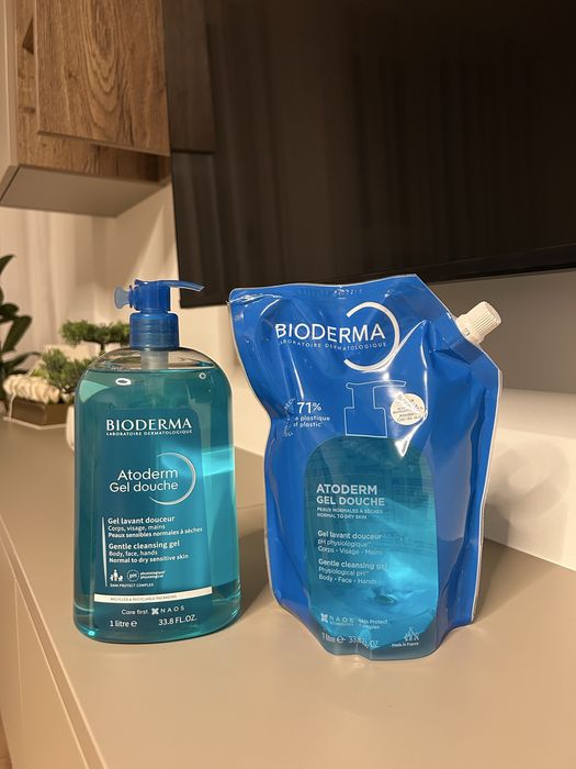 Set Bioderma Atoderm gel de dus 1L + rezerva 1L
