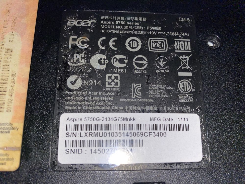 Ноутбук Acer Aspire 5750. Intel Core 15, 8ГБ.