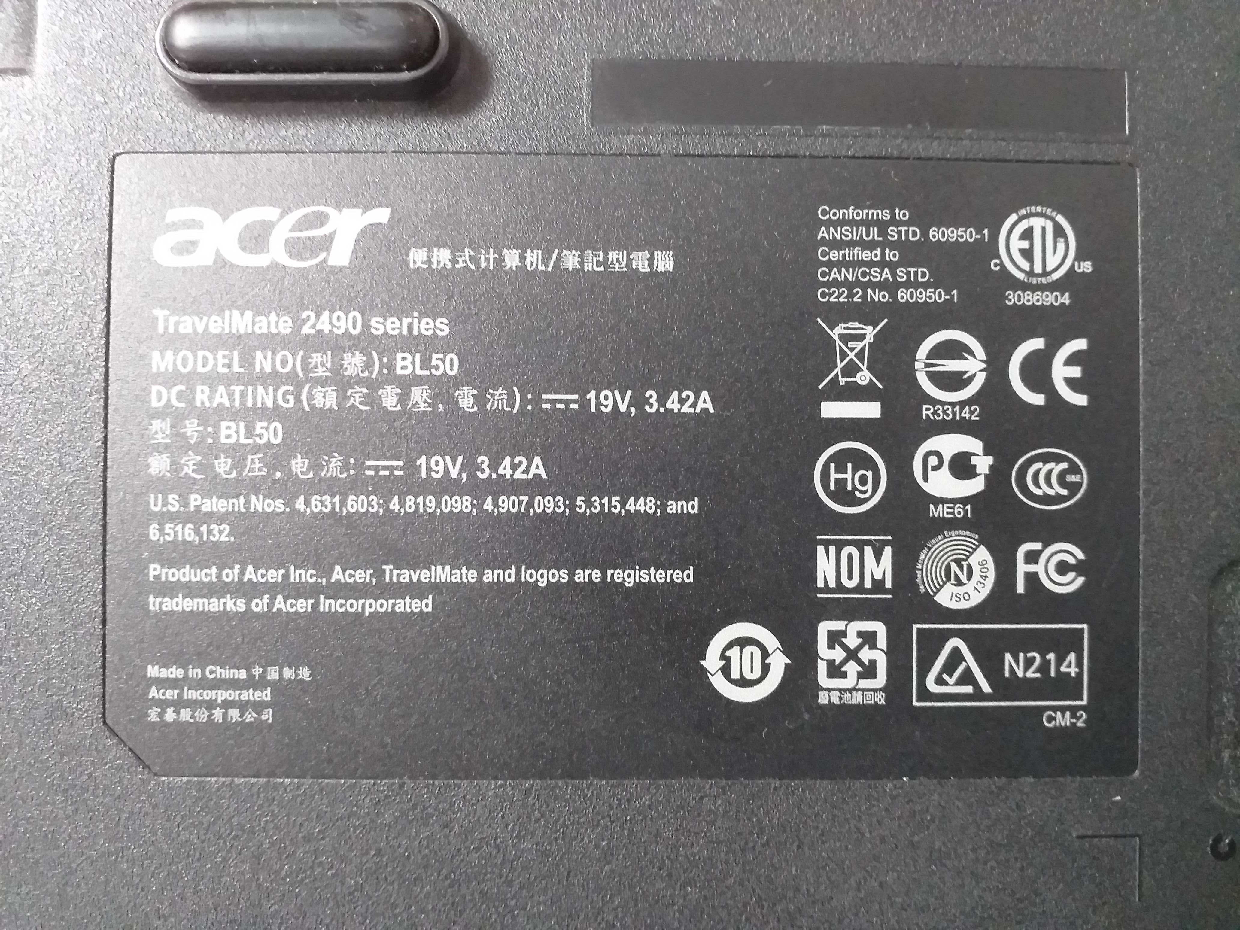 Laptop Acer TravelMate 2490