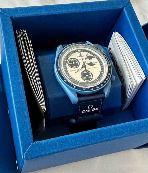 Ceas original Swatch Bioceramic Moonswatch Mission to the super blue M