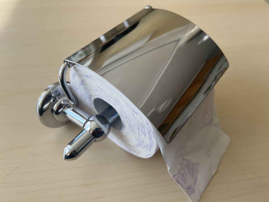 Стойка-държач за тоалетна хартия, хром, нова