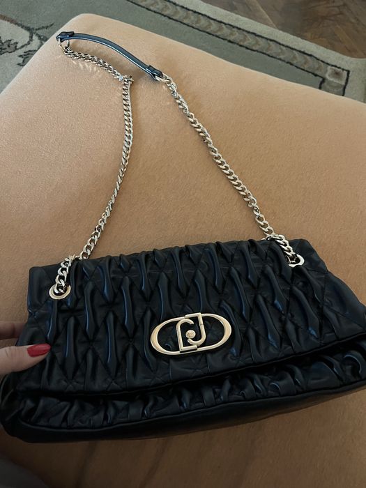 Черна кожена чанта Liu Jo