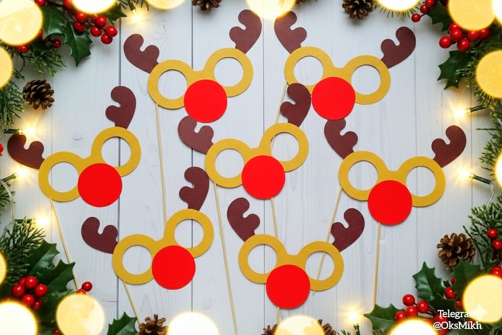 Фотобутафория очки-олени. Аксессуары. Новогодняя фотосессия