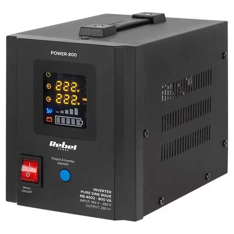 UPS centrala ternica sinus pur REBEL 800VA 500W. Batere externa.