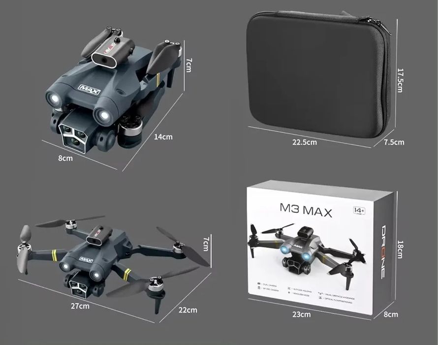 Сгъваем дрон M3 max KLG тройна камера HD, Широкоъгълна 120• - 20%